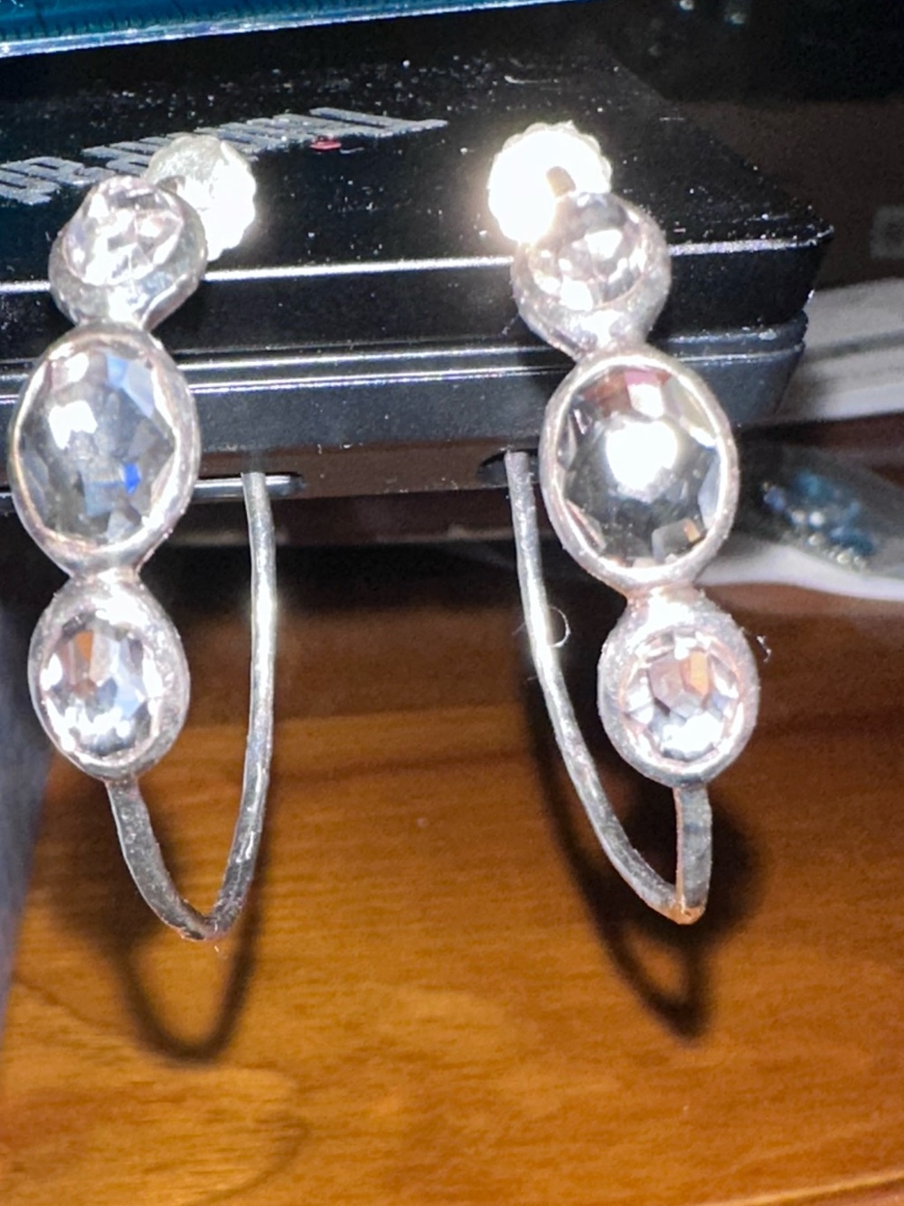Ippolita Silver Hoops with 3 oval faceted rock crystal stones